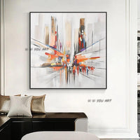 Hand Painted Abstract Wall Art City Building Minimalist Modern On Canvas Decorative