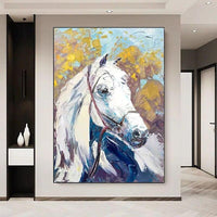 Hand Painted Animal Oil Painting Gold Foil Horse Abstract Canvas Modern Wall