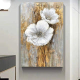 Hand Painted Oil Paintings Gold Foil Classical Flowers Canvass Modern Room Decoration