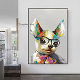 Hand Painted Oil Painting Abstract Cute Animal Dog Canvas Painting