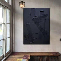 Modern Art Hand Painted Abstract Painting Minimalist Art on Canvas Textured oil Painting Black Oil Painting