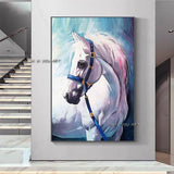 Hand Painted White Horse Art On Canvas Wall Art Decoration