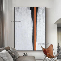 Modern Decorative Abstract Black Orange White Canvas Art Pure Hand Painted Painting Artwork