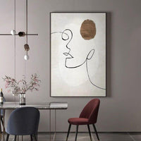 Modern Hand Painted Abstract Oil Painting Geometric Line Women Curvy Canvas