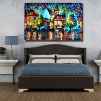 Palette Knife thick oil street build oil painting Hand Painted modern oil painting on canvas wall art pictures for