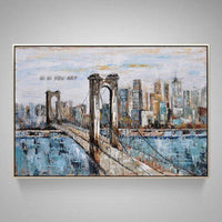 Hand Painted Abstract Wall Art City Building Landscape Decorative Modern On Canvas