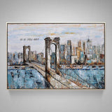 Hand Painted Abstract Wall Art City Building Landscape Decorative Modern On Canvas