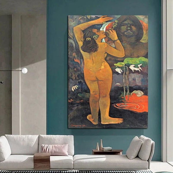 Hand Painted Paul Gauguin Vintage Canvas Oil Painting Abstract Figure Retro Home Decor