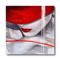 High Quality Artist Hand Painted Abstract Lady Figure on Canvas Sexy Lady with Red Hat for Wall Decor