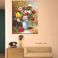 Hand Painted Classic Flower Oil Paintings on Canvas Still Life Wall Art Flowers Decor Cuadros