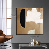 Hand Painted Oil Painting Modern Simple Brown Black White Abstract On Canvas Wall Arts Room