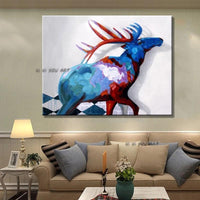 Textured Colorful Animal Canvas Painting Hand Painted Modern Abstract on Canvas