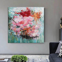 Hand Painted Oil Paintings Classic Pink Flowers Abstract Wall Canvas Paintings Drawing Room Decoration Gif