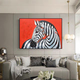 Modern Hand Painted Wall Art Zebra Oil Painting on Canvas Hand Painted Modern Animal Zebra Oil Painting Decor