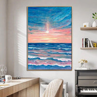New Decorative Art Sunset Seascape Hand Painted Oil Painting Canvas Modern Abstract Landscape Decor