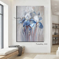 Hand Painted Oil Painting Flowers Abstract Contemporary Art Textured Design Artworks Decor