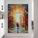 Hand Painted Modern Oil Painting Street People Landscape Abstract Canvas Wall Art