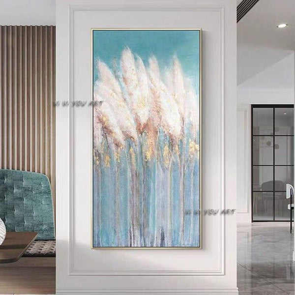 Hand Painted Abstract Plant Art On Canvas Wall Art Decoration