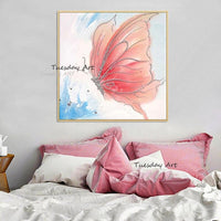 Hand Painted Abstract Butterfly Oil Painting on Canvas Art Animals for Baby Room Scandinavian Art Home