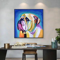 size Hand Painted Oil Painting bulldog Pet Wall paintingative Painting