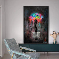 Hand Painted Street Art Oil Painting Modern Personality Bulb Tree Abstracts