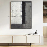 Hand Painted Abstract Creative Grey Color Canvas Painting posters and Minimalist Style Arts Bedroom Aisle