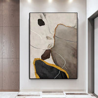 Hand Painted Oil Painting Modern Gray Line Textured Abstract Canvas