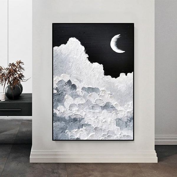 Hand Painted Oil Painting Canvas Modern Landscape Black and White Abstract Hotel Acrylic Art Painting