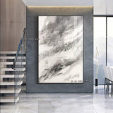 Arrival Hand Painted Abstract On Canvas Gray And White Modern