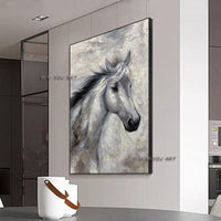 Hand Painted Abstract Wall Art Horse Minimalist Modern On Canvas Decorative