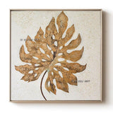 Hand Painted Abstract Canvas Minimalist Golden Leaf Modern