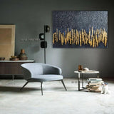 Hand Painted Abstract Black and Golden Canvas Wall Art Minimalist Modern Decoration