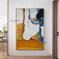 Hand Painted Abstract Canvas Painting Modern Orange Bedroom Wall