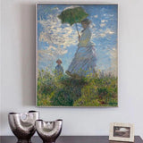 Hand Painted Woman With A Parasol Canvas Art Paintings By Claude Monet Impressionist Wall Art Canvas For Home Wall Decor