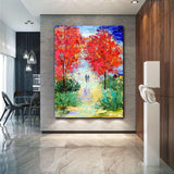 Hand Painted Oil Painting Winter Trees Have Special Colored Trees Abstract Modern