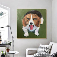 Hand Painted Cute Dog Animal Oil Paintings Hot Sell Wall Art Modern Unique