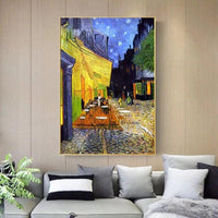 Hand Painted Famous Van Gogh Cafe Terrace At Night Oil Painting on Canvas