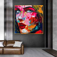 Nielly Francoise Art Hand Painted People Face Oil Painting on Canvas for Wall Decor Abstract Knife Figure Face Posters