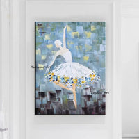 Hand Painted Oil Painting Ballet Dancing Girl On Canvas Abstract Figure