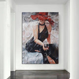 Hand Painted Abstract Figure Oil Painting Pretty Woman Canvas Wall Art Wall Decoration