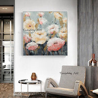 Hand Painted Oil Painting Abstract Canvas Palette Knife Flowers Modern Decor Floral Wall Art