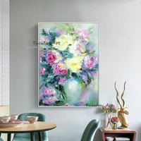 Hand Painted Abstract Art Oil Painting Retro Flowers Roses Canvas Painting Dedroom