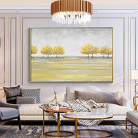 Hand Painted Oil Painting Gold Trees Fall Art Abstract Landscape Wall Paintings Canvas Art Wall