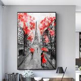 Hand Painted Oil Painting Style Palette Knife Street People Abstract Canvas Impasto