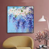 Purple Flower Thick Texture Oil Painting Hand Painted On Canvas Abstract Knife Painting Artwork