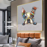 Hand Painted Cute Dog Canvas Oil Painting Home Animals Decor for Kids Room