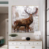 Abstract Wall Art Hand Painted Oil Painting Modern Deer Animal Canvas Posters Decor As