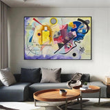 Hand Painted Abstract Kandinsky Canvas Famous Oil Painting Bicycle Red Blue 1925 Room Decor