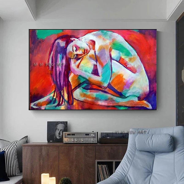 Abstract Nude Girl Hand Painted Canvas Painting And Bedroom