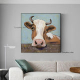 Wall Art Cow Hand Painted Animal Canvas Painting Mural Abstract Painting Modern Poster